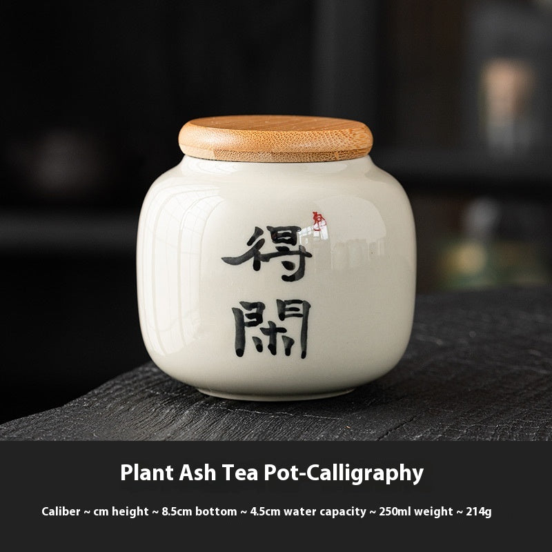 Chinese Calligraphy Ceramic Mini Tea Pot